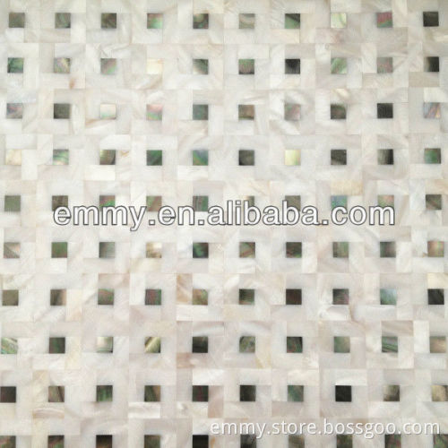 White chinese river shell mosaic black lip seashell wall tile